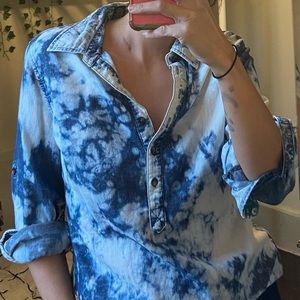 New York & Company Indigo Tie Dye Tunic. Sz M